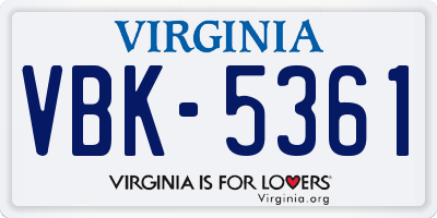 VA license plate VBK5361