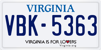 VA license plate VBK5363