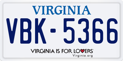 VA license plate VBK5366