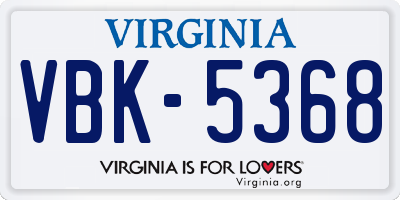 VA license plate VBK5368