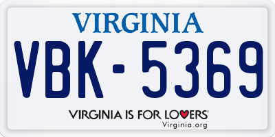 VA license plate VBK5369