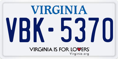 VA license plate VBK5370