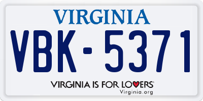 VA license plate VBK5371