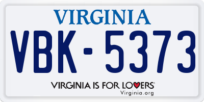 VA license plate VBK5373