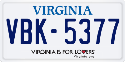 VA license plate VBK5377