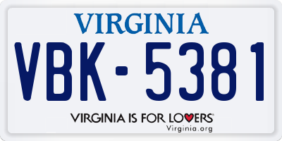 VA license plate VBK5381