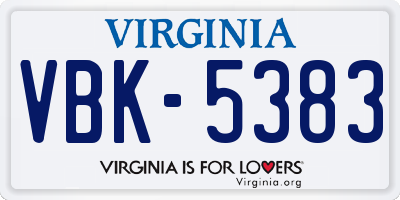 VA license plate VBK5383