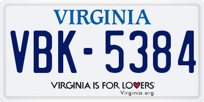 VA license plate VBK5384