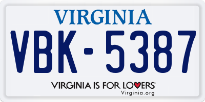 VA license plate VBK5387