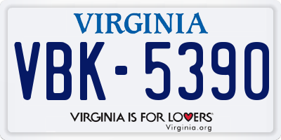 VA license plate VBK5390