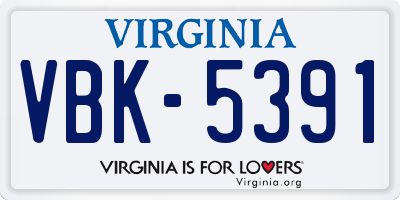 VA license plate VBK5391