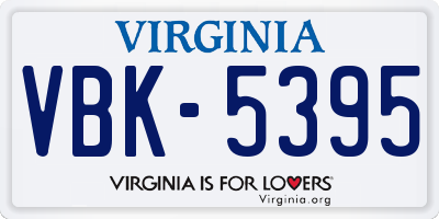 VA license plate VBK5395