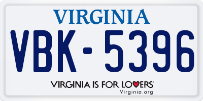 VA license plate VBK5396