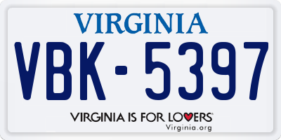 VA license plate VBK5397