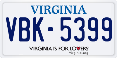 VA license plate VBK5399