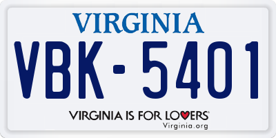 VA license plate VBK5401
