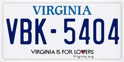 VA license plate VBK5404