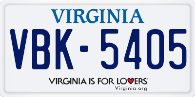 VA license plate VBK5405