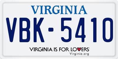 VA license plate VBK5410