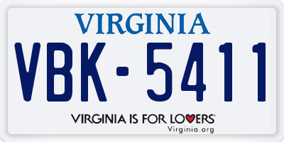 VA license plate VBK5411