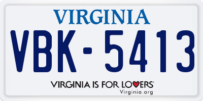 VA license plate VBK5413