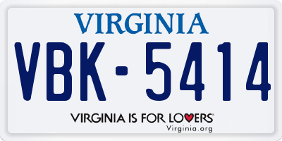 VA license plate VBK5414
