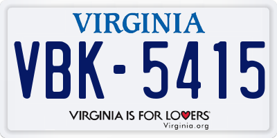 VA license plate VBK5415
