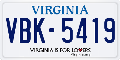 VA license plate VBK5419