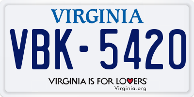 VA license plate VBK5420