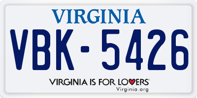 VA license plate VBK5426