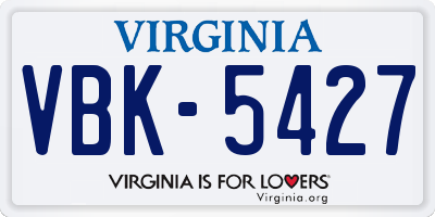 VA license plate VBK5427