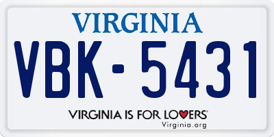 VA license plate VBK5431