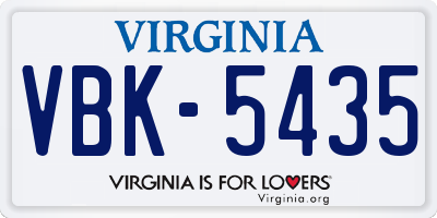 VA license plate VBK5435