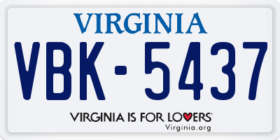 VA license plate VBK5437