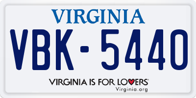 VA license plate VBK5440