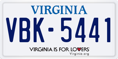 VA license plate VBK5441