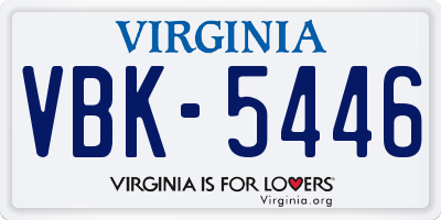 VA license plate VBK5446