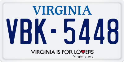 VA license plate VBK5448
