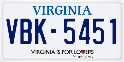 VA license plate VBK5451