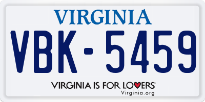 VA license plate VBK5459