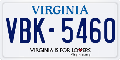 VA license plate VBK5460