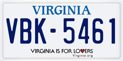 VA license plate VBK5461