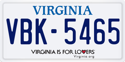 VA license plate VBK5465