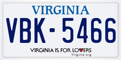 VA license plate VBK5466