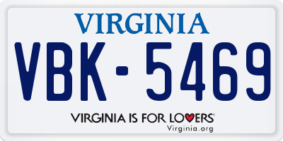 VA license plate VBK5469