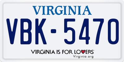 VA license plate VBK5470