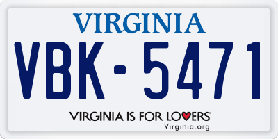 VA license plate VBK5471