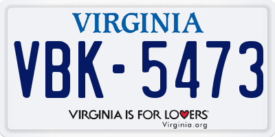 VA license plate VBK5473
