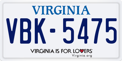 VA license plate VBK5475