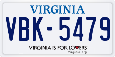 VA license plate VBK5479